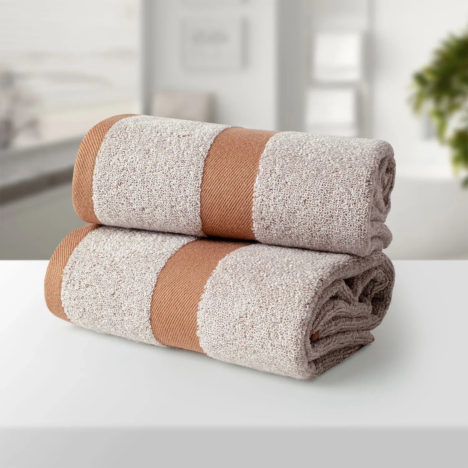 100% Luxury 2pcs Cotton Face Towel - Pure Indulgence | Color : Off White 04