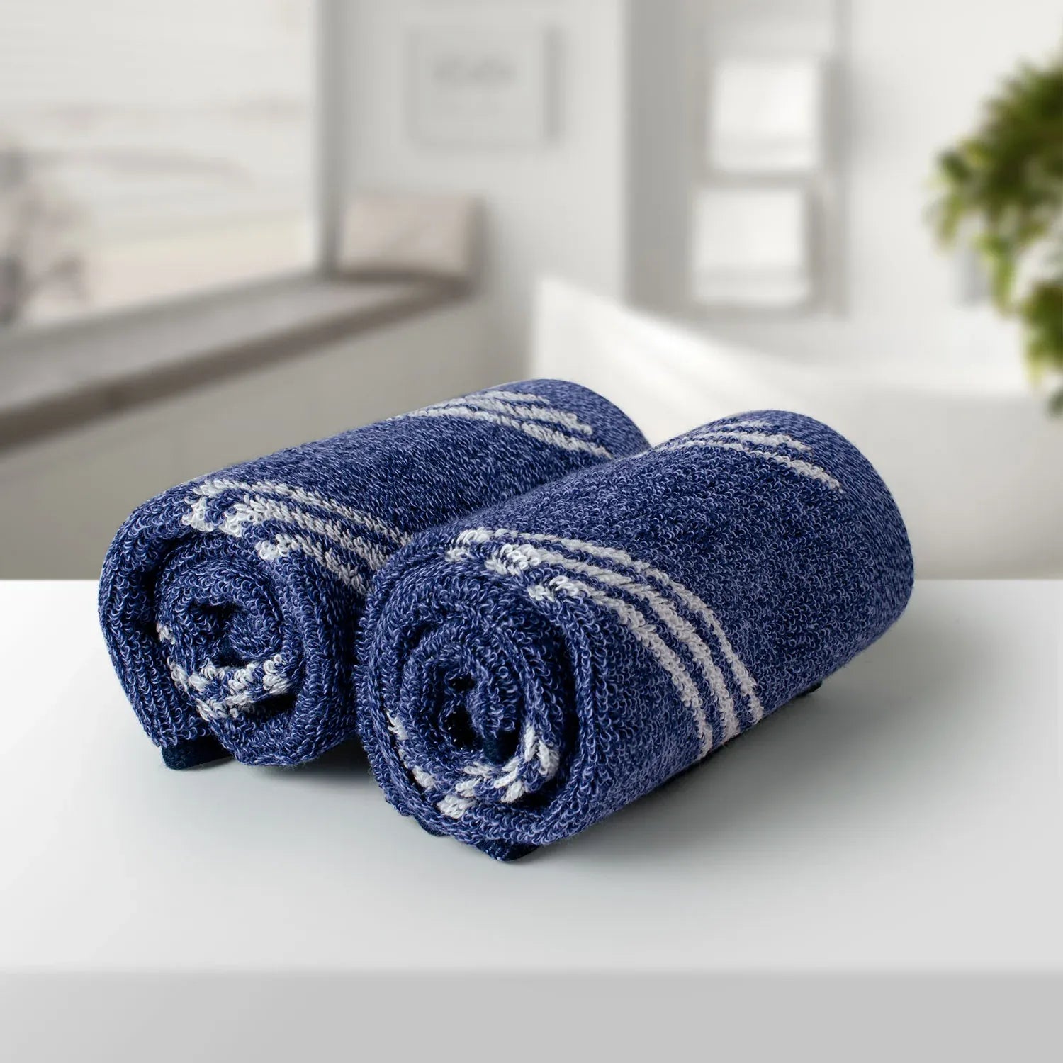 100% Luxury 2pcs Cotton Face Towel - Pure Indulgence | Color : Blue 05
