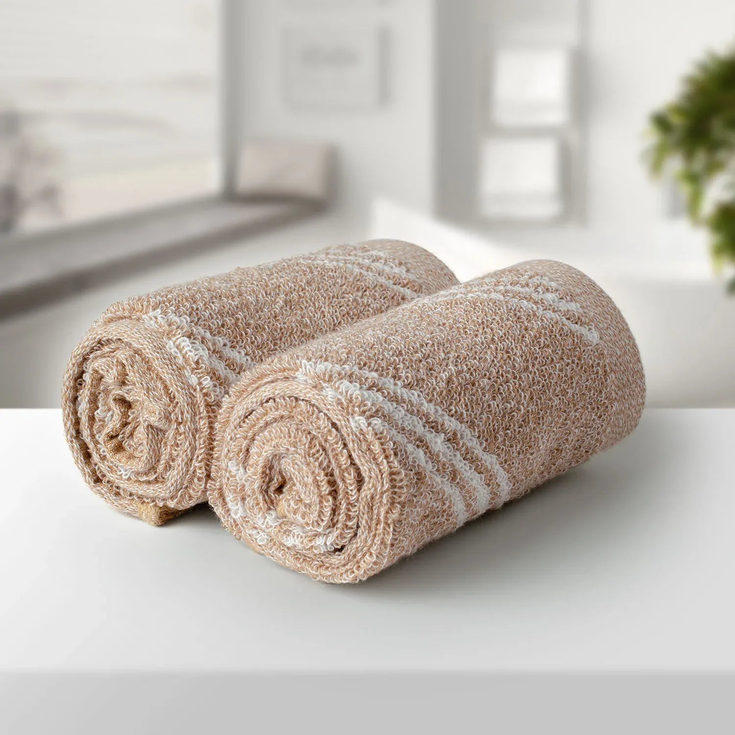 100% Luxury 2pcs Cotton Face Towel - Pure Indulgence | Color : Coffee 05