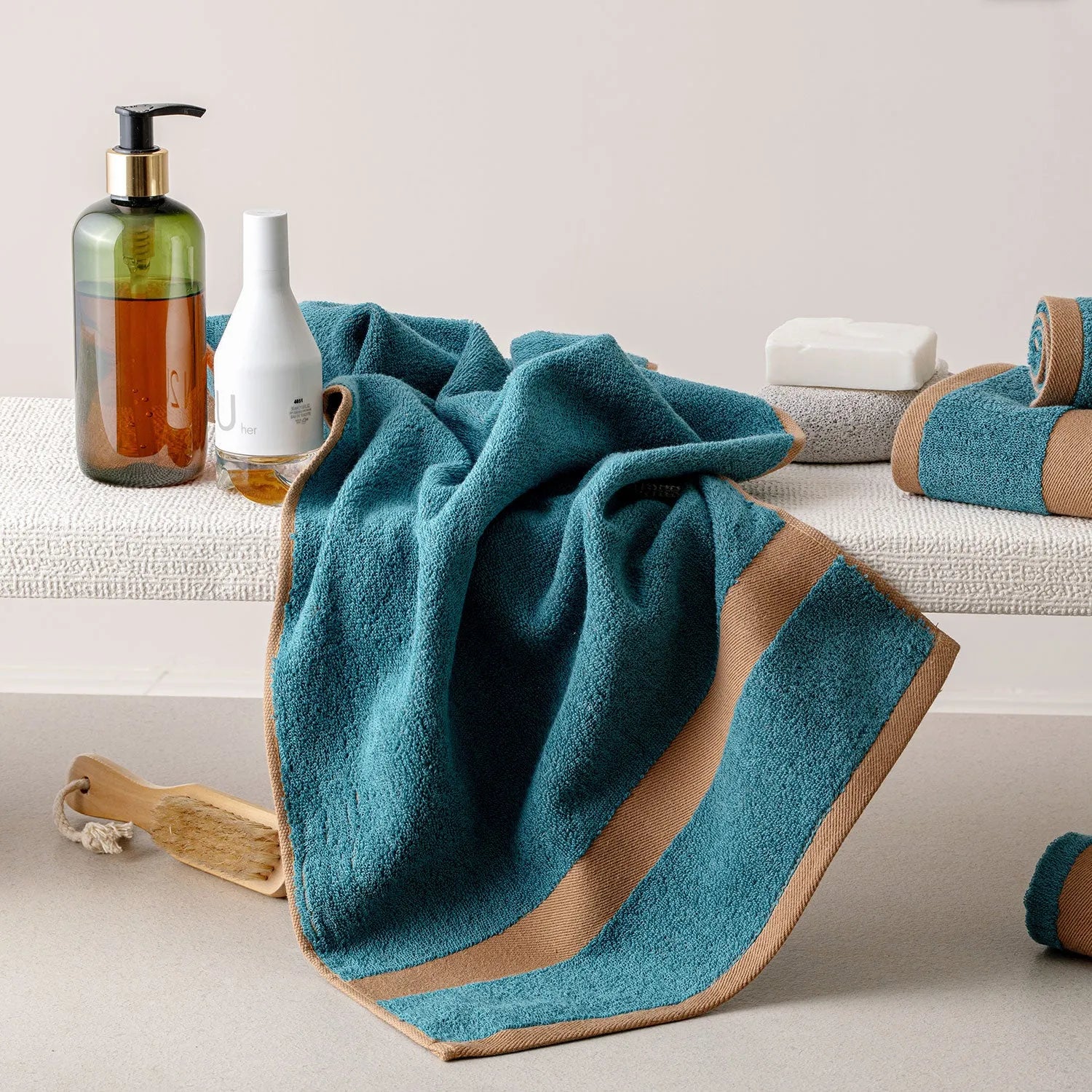 100% Luxury 2pcs Cotton Face Towel - Pure Indulgence | Color : Blue 04