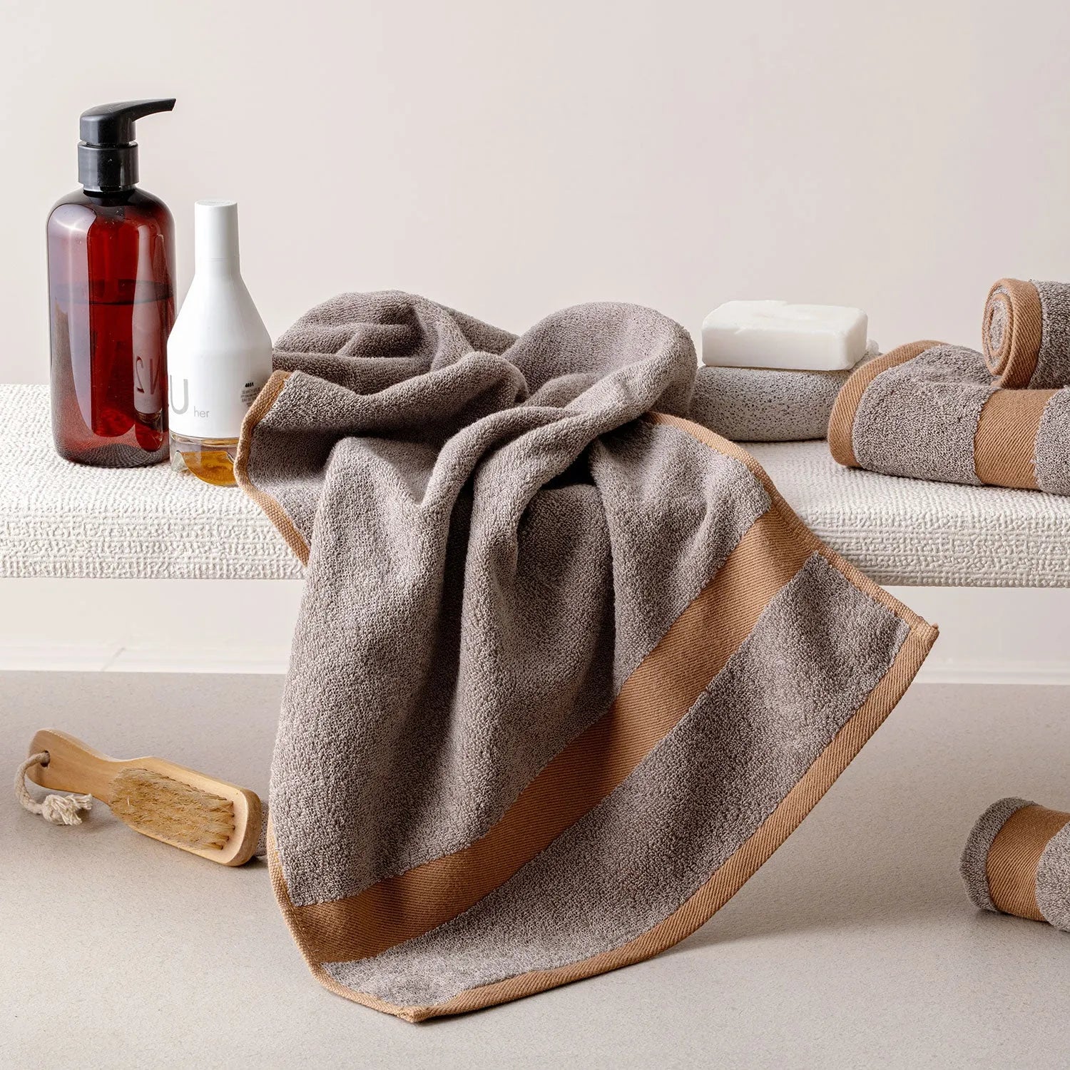 100% Luxury 2pcs Cotton Face Towel - Pure Indulgence | Color : Grey 04