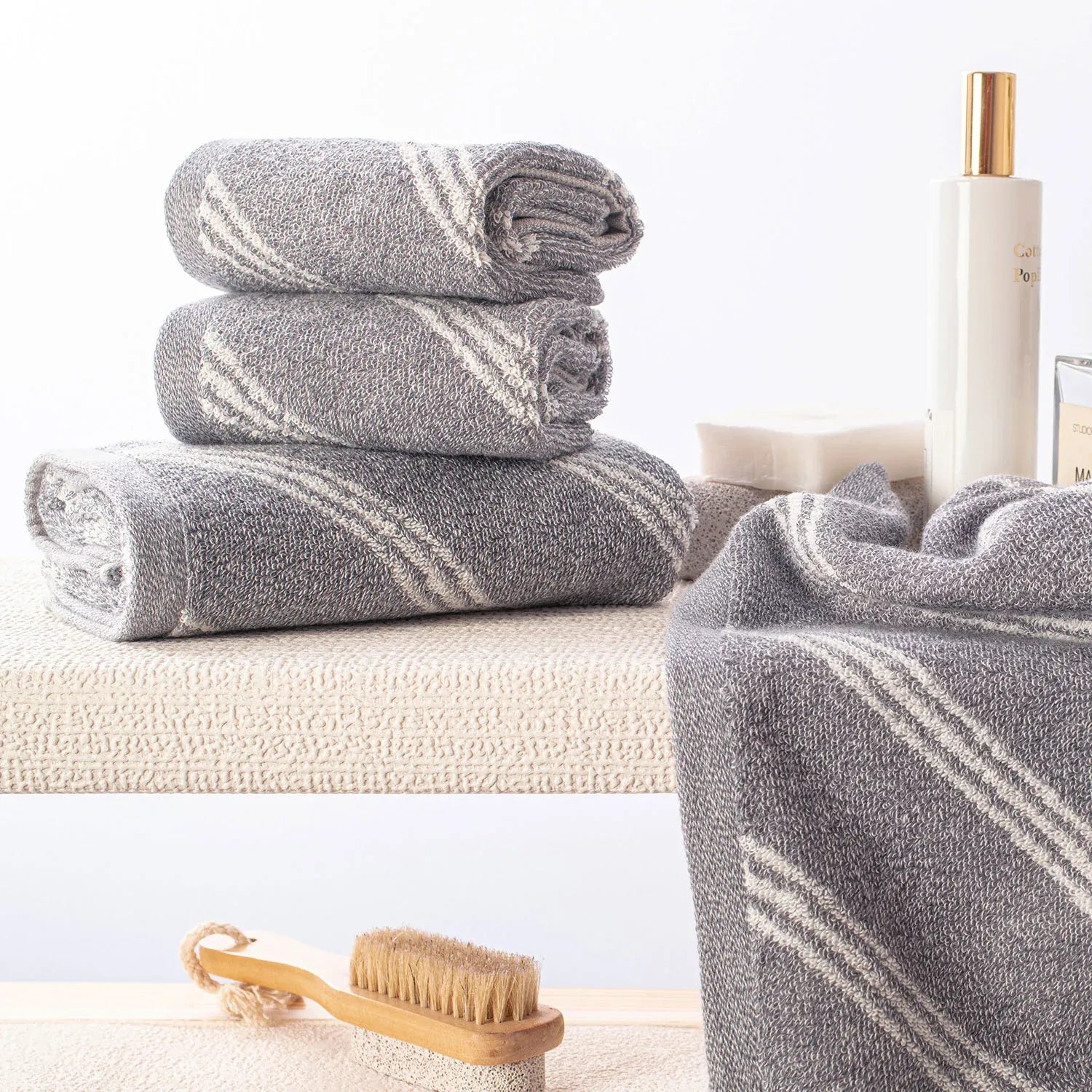 100% Luxury 2pcs Cotton Face Towel - Pure Indulgence | Color : Grey 05