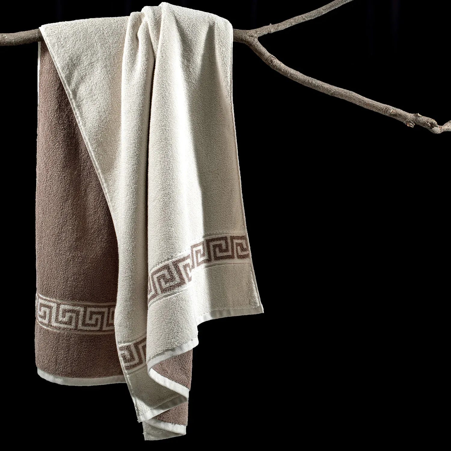ROMA Bath Towel - Border I Color : Camel
