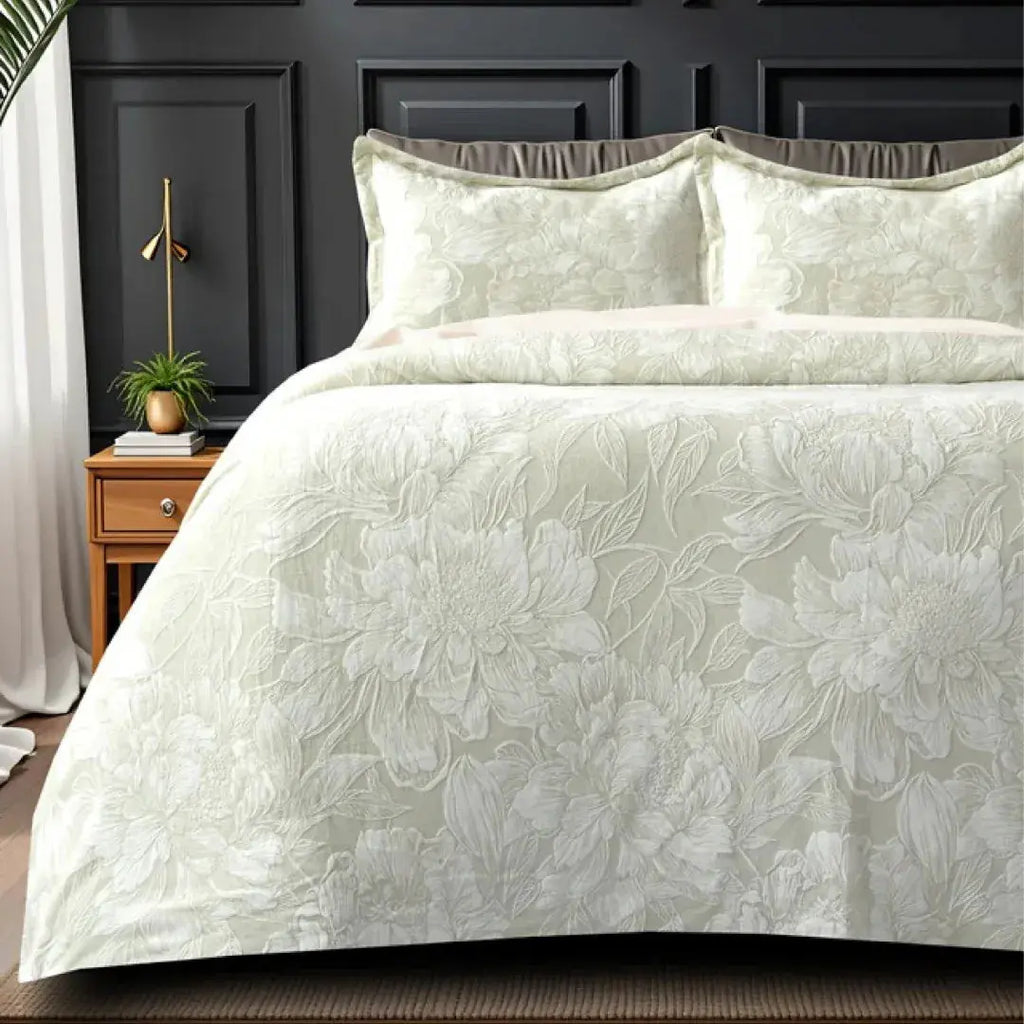 Florida Imagica King Size Warm Bedsheet for Winter with Pillow Covers - Velvet Pattern - Signature Burnout Technique Florida