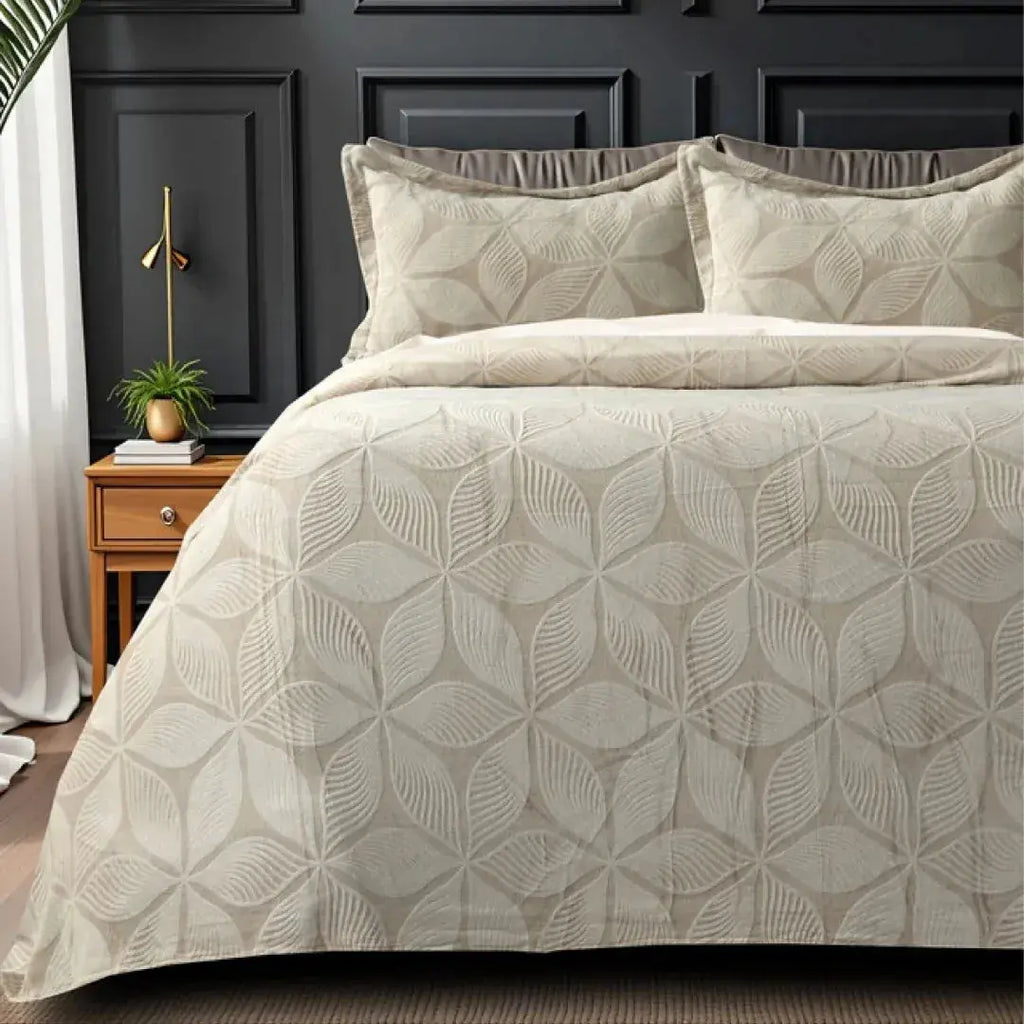 Florida Imagica King Size Warm Bedsheet for Winter with Pillow Covers - Velvet Pattern - Signature Burnout Technique Florida
