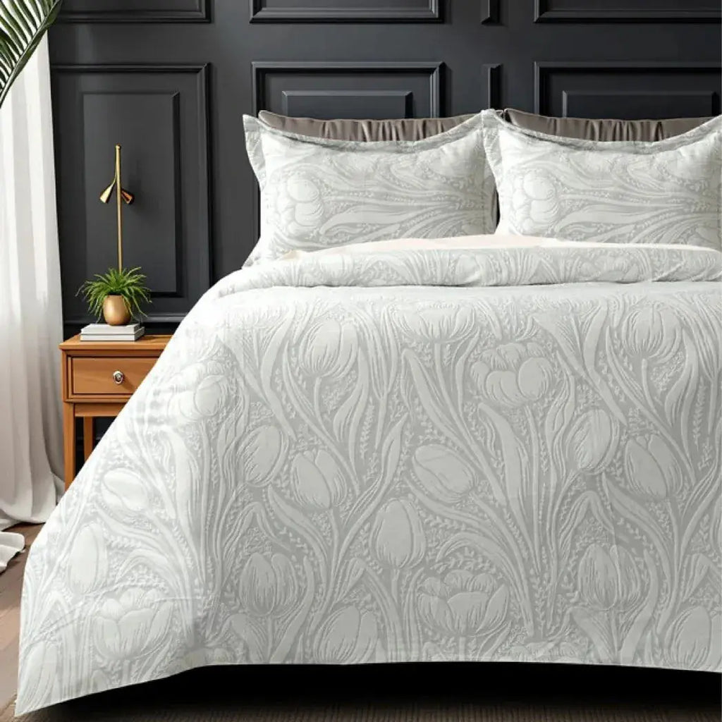 Florida Imagica King Size Warm Bedsheet for Winter with Pillow Covers - Velvet Pattern - Signature Burnout Technique Florida