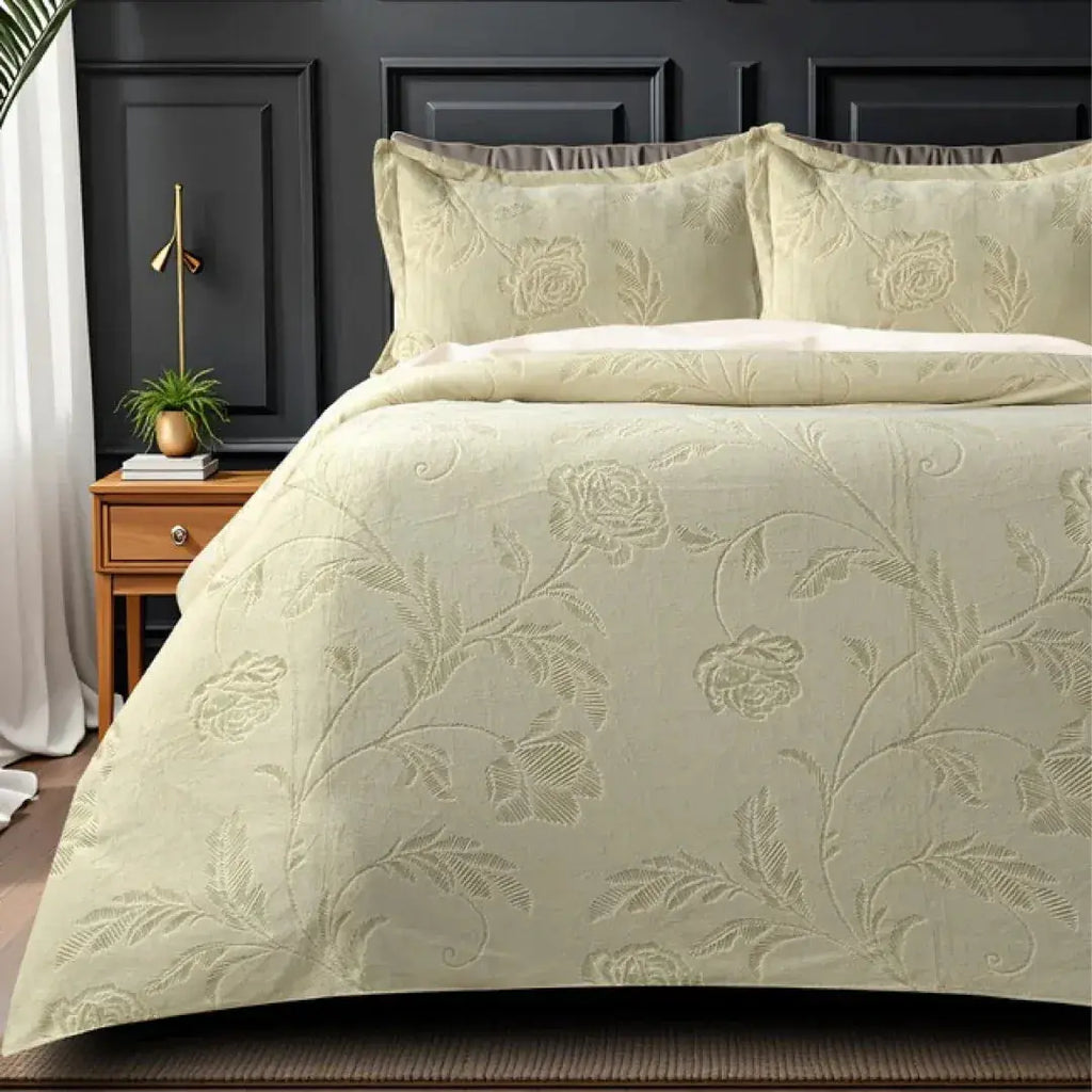 Florida Imagica King Size Warm Bedsheet for Winter with Pillow Covers - Velvet Pattern - Signature Burnout Technique Florida