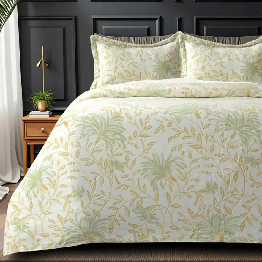 Florida Imagica King Size Warm Bedsheet for Winter with Pillow Covers - Velvet Pattern - Signature Burnout Technique Florida