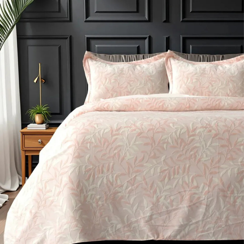 Florida Imagica King Size Warm Bedsheet for Winter with Pillow Covers - Velvet Pattern - Signature Burnout Technique Florida