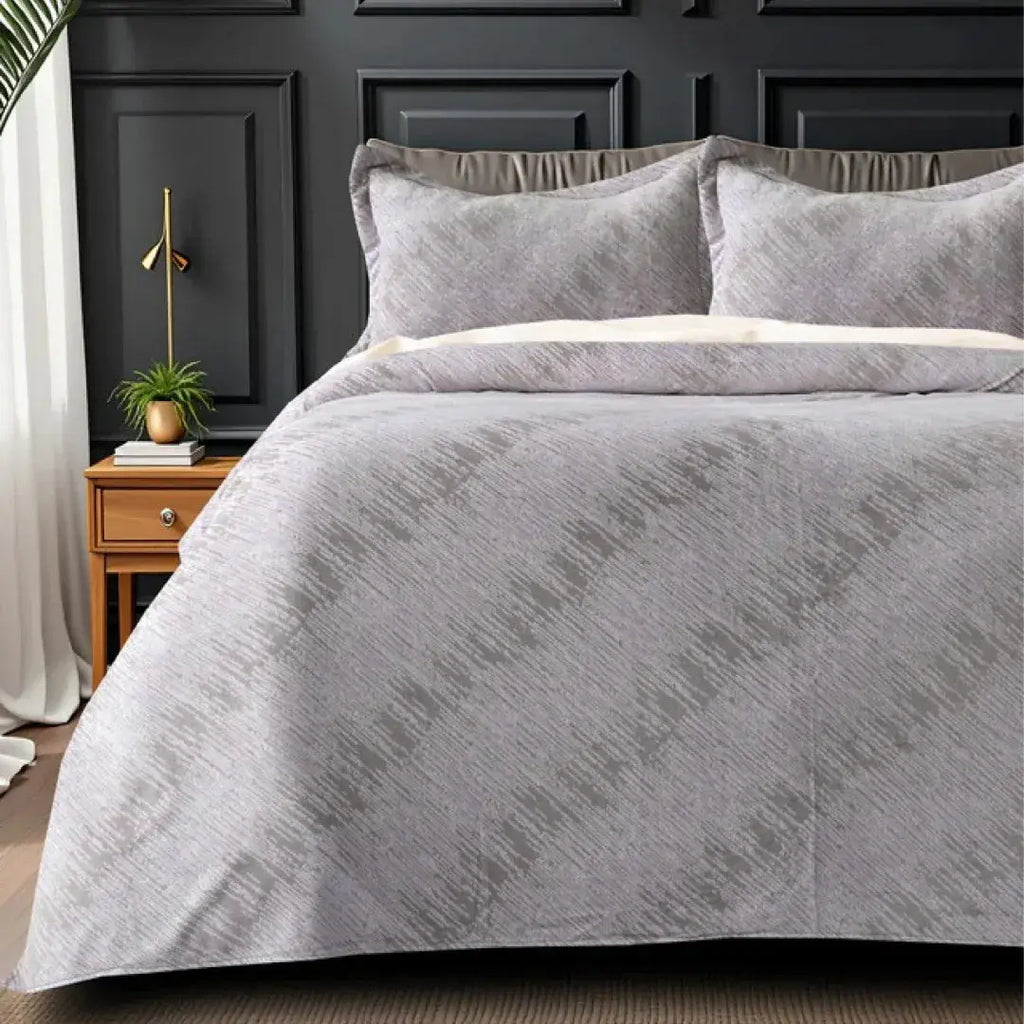 Florida Imagica King Size Warm Bedsheet for Winter with Pillow Covers - Velvet Pattern - Signature Burnout Technique Florida