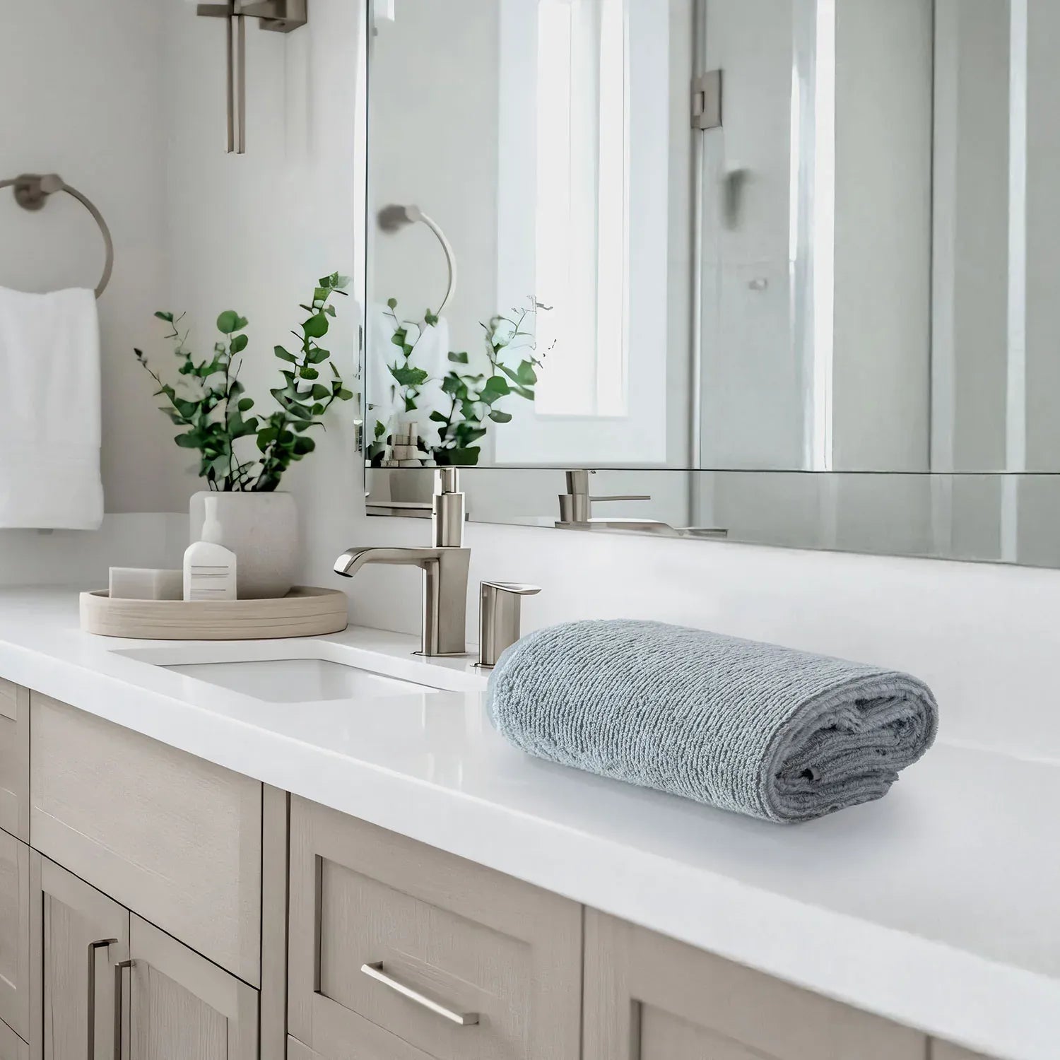 Earth Cotton Bath Towels - 100% Cotton Towels | Color : Silver
