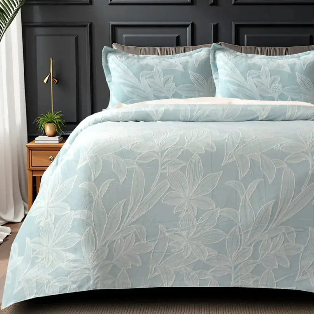 Florida Imagica King Size Warm Bedsheet for Winter with Pillow Covers - Velvet Pattern - Signature Burnout Technique Florida