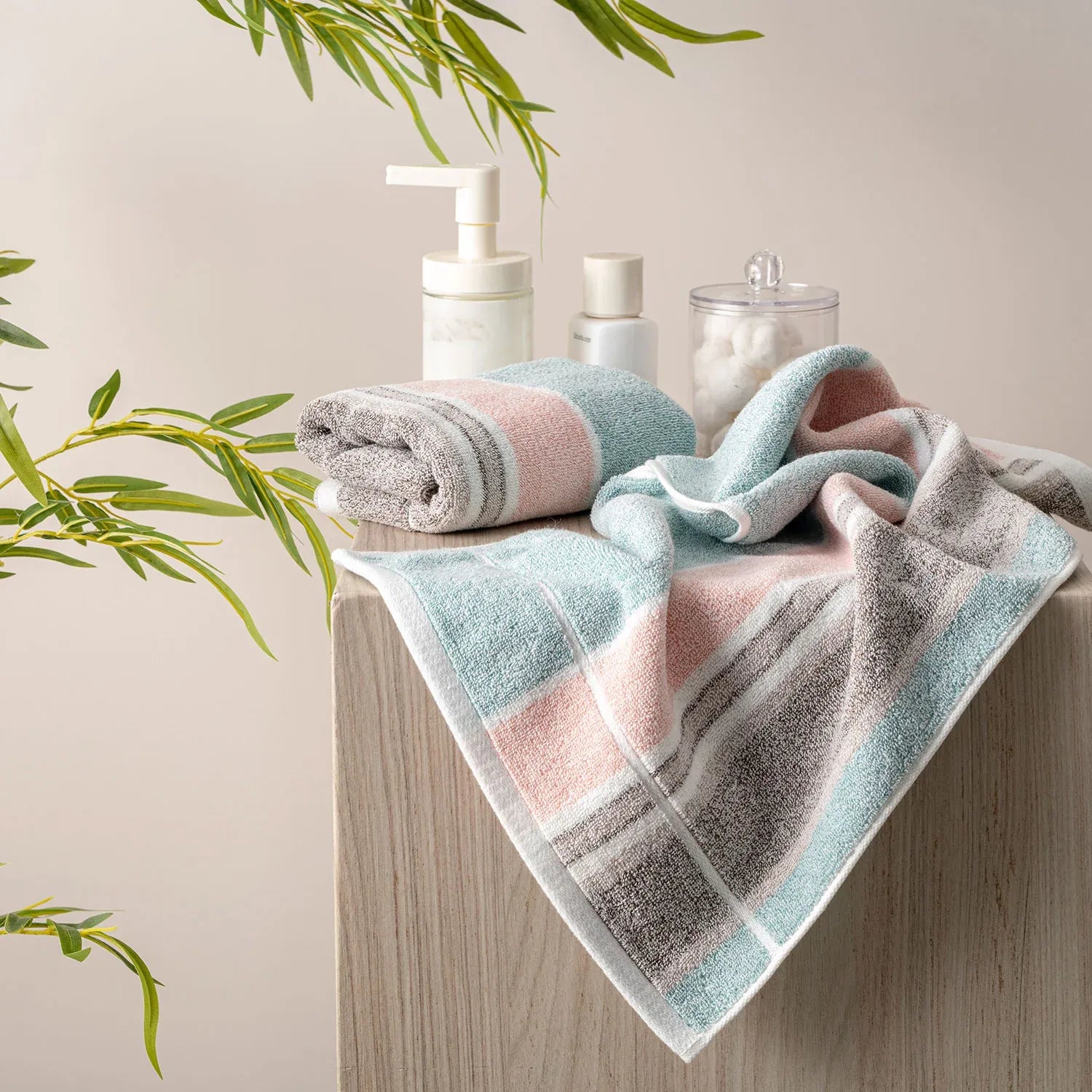 The Bamboo 2 Pcs Hand Towel – Ultra-Absorbent Elegance for Everyday Use| Color : Blue 05