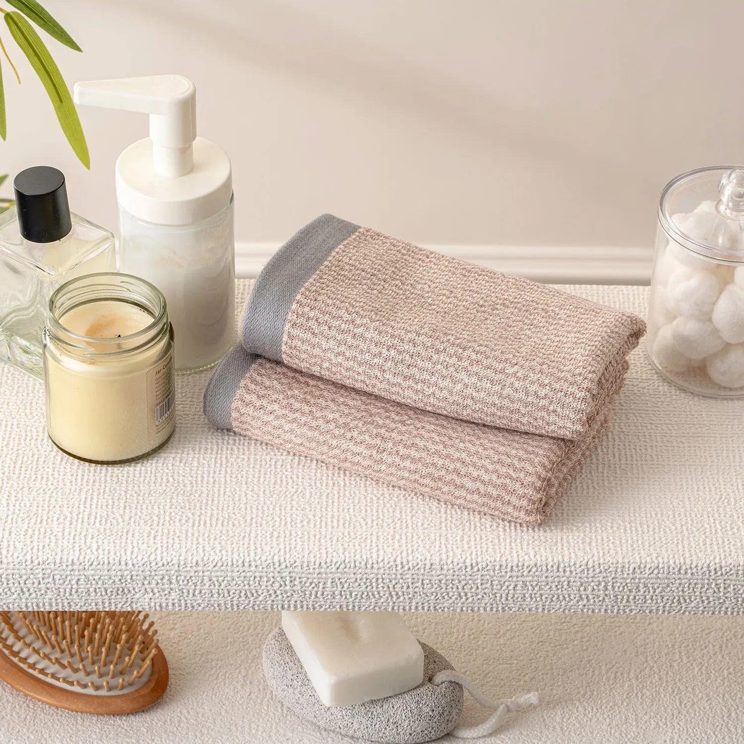 The Bamboo 2 Pcs Hand Towel – Ultra-Absorbent Elegance for Everyday Use| Color : Beige 02