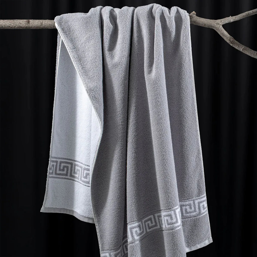 ROMA Bath Towel - Border I Color : Light Grey
