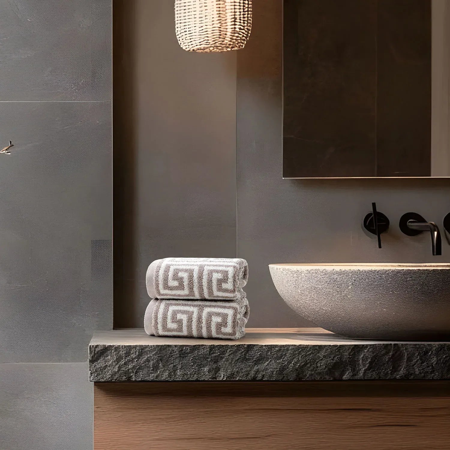 ROMA 2 Pcs Hand Towel - All Over | Color : Camel