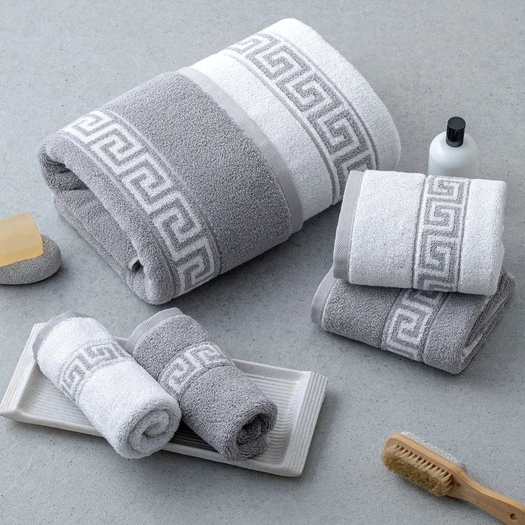 ROMA Bath Towel - Border I Color : Light Grey