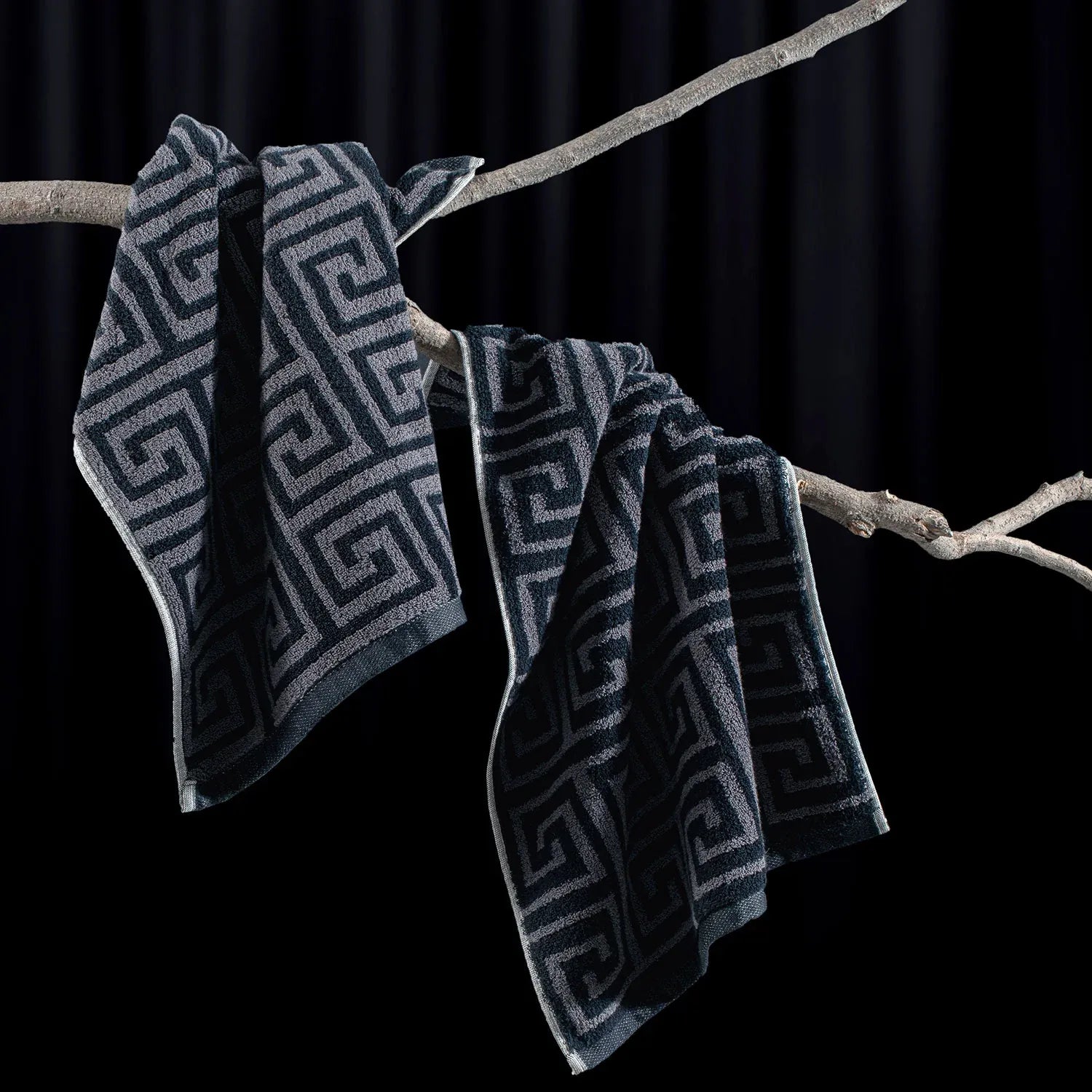 ROMA 2 Pcs Hand Towel - All Over | Color : Black