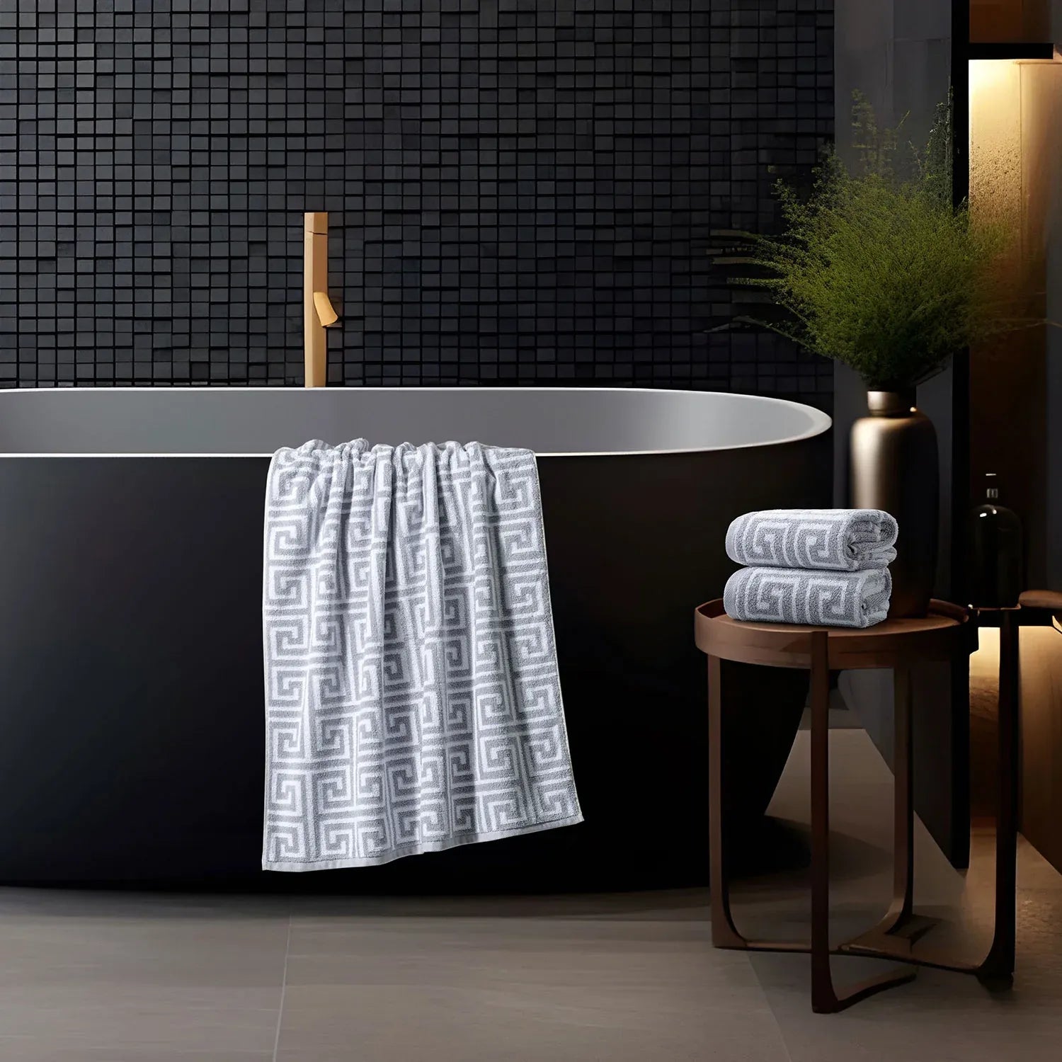 ROMA Bath Towel - All Over | Color : Light Grey