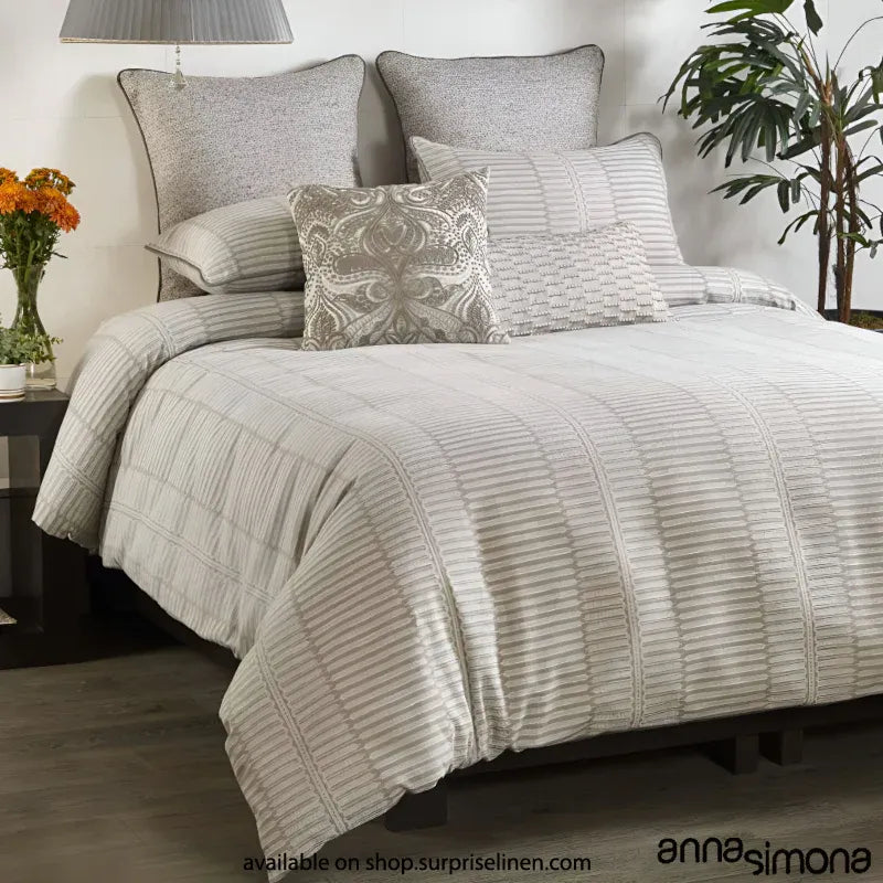 Anna Simona - Oracle 7 Pcs Grey Linen Duvet Ensemble Set