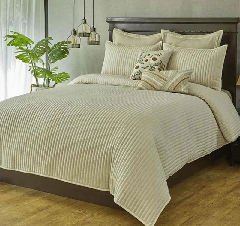 Anna Simona - Oasis 7 Pcs Linen Duvet Ensemble Set (Cream / Ivory)