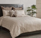 Anna Simona - Emirate 7 Pcs Brown Viscose Velvet Duvet Ensemble Set (Stone)