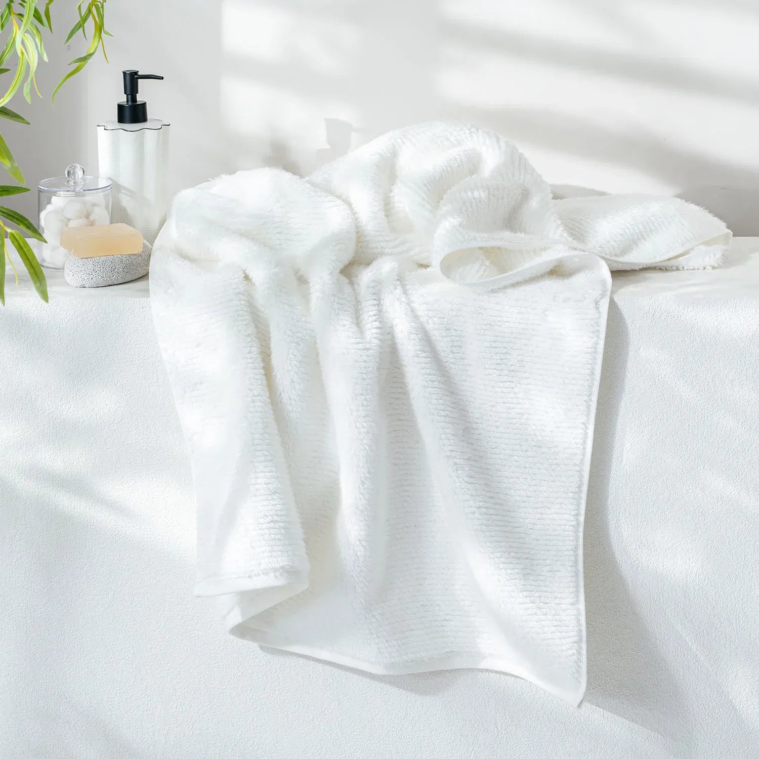 Earth Cotton Bath Towels - 100% Cotton Towels | Color : Snow White