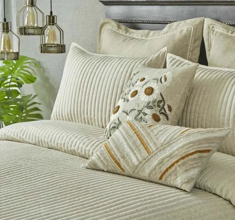 Anna Simona - Oasis 7 Pcs Linen Duvet Ensemble Set (Cream / Ivory)
