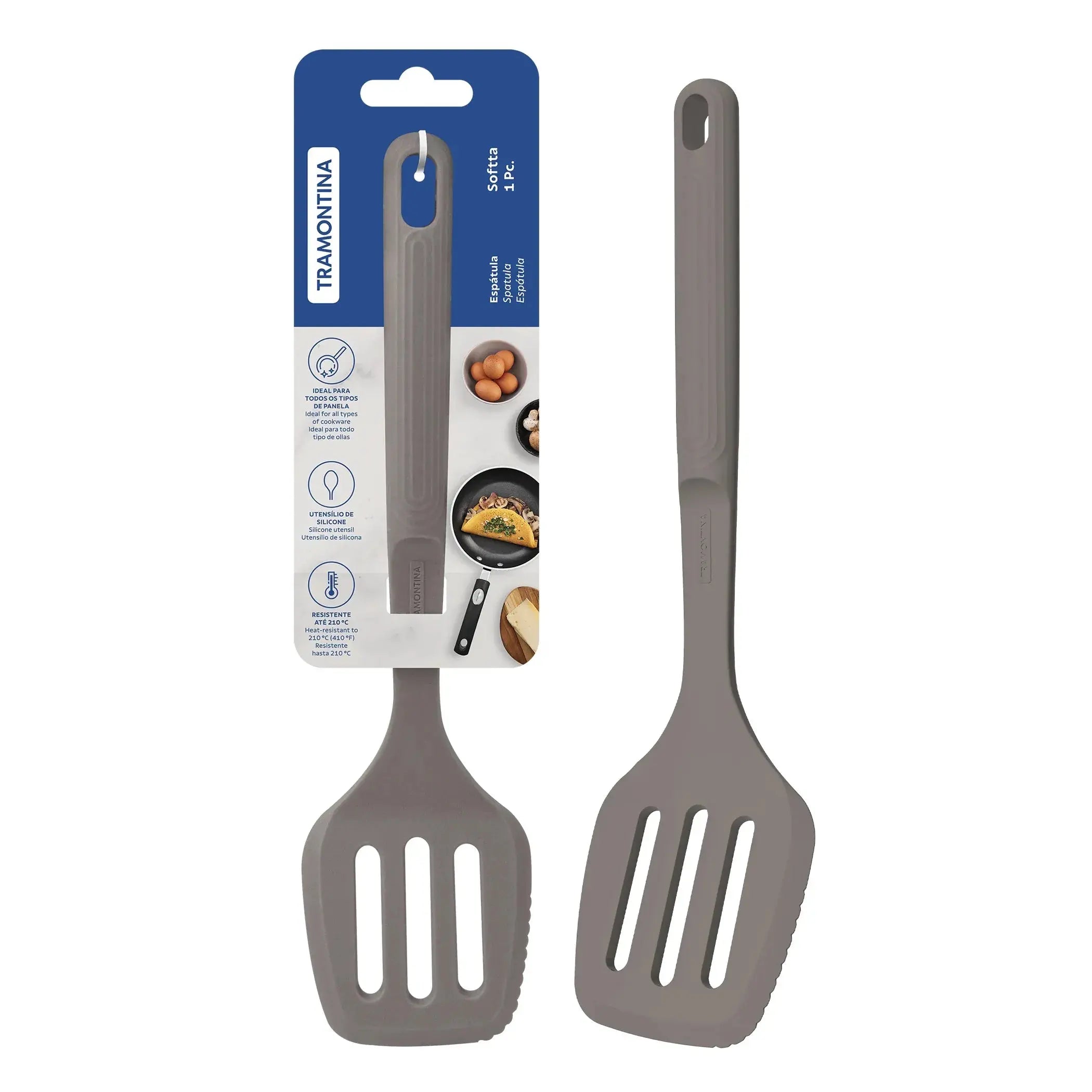Softta Silicone Hollow Spatula - Grey Tramontina