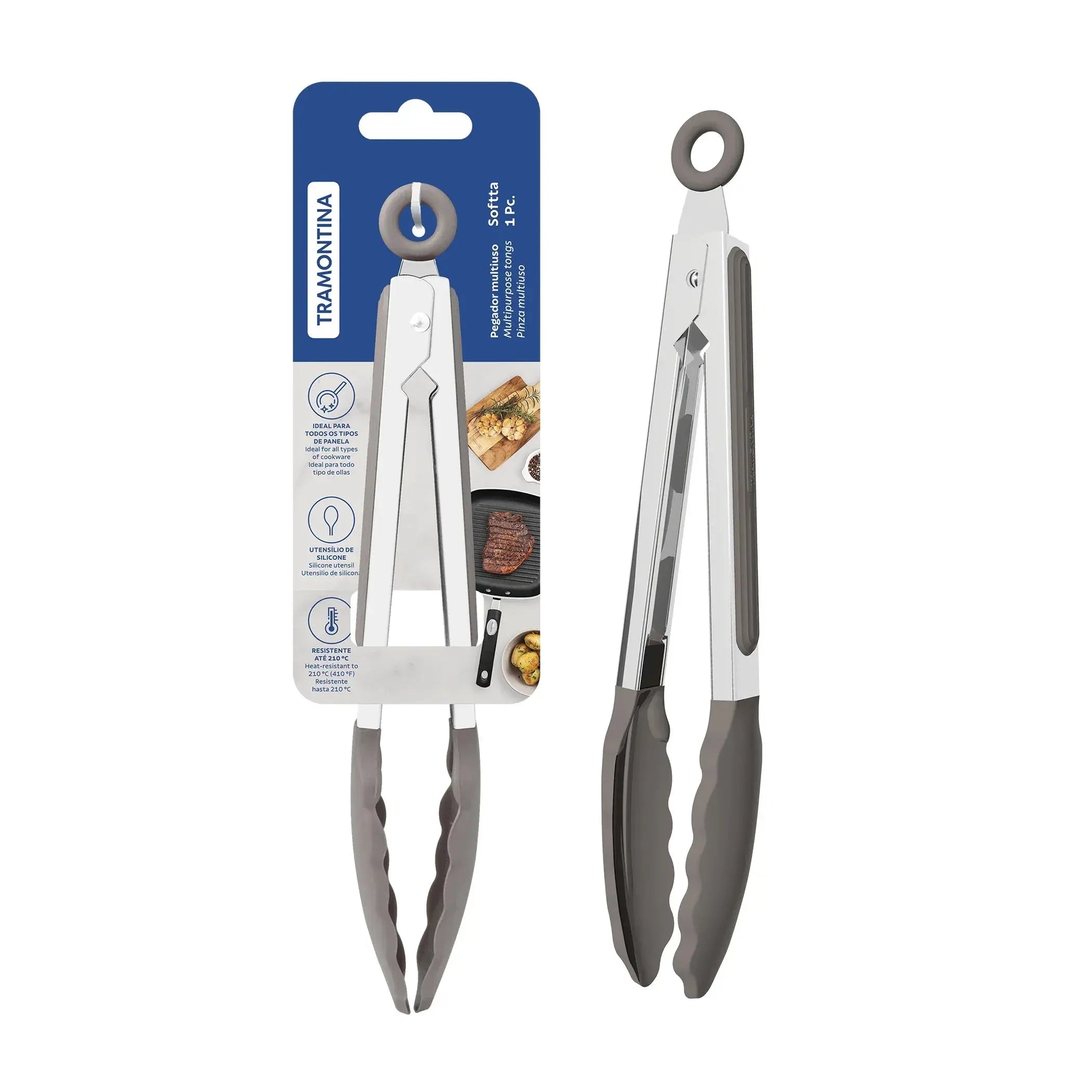 Softta Silicone Small Tong - Grey Tramontina