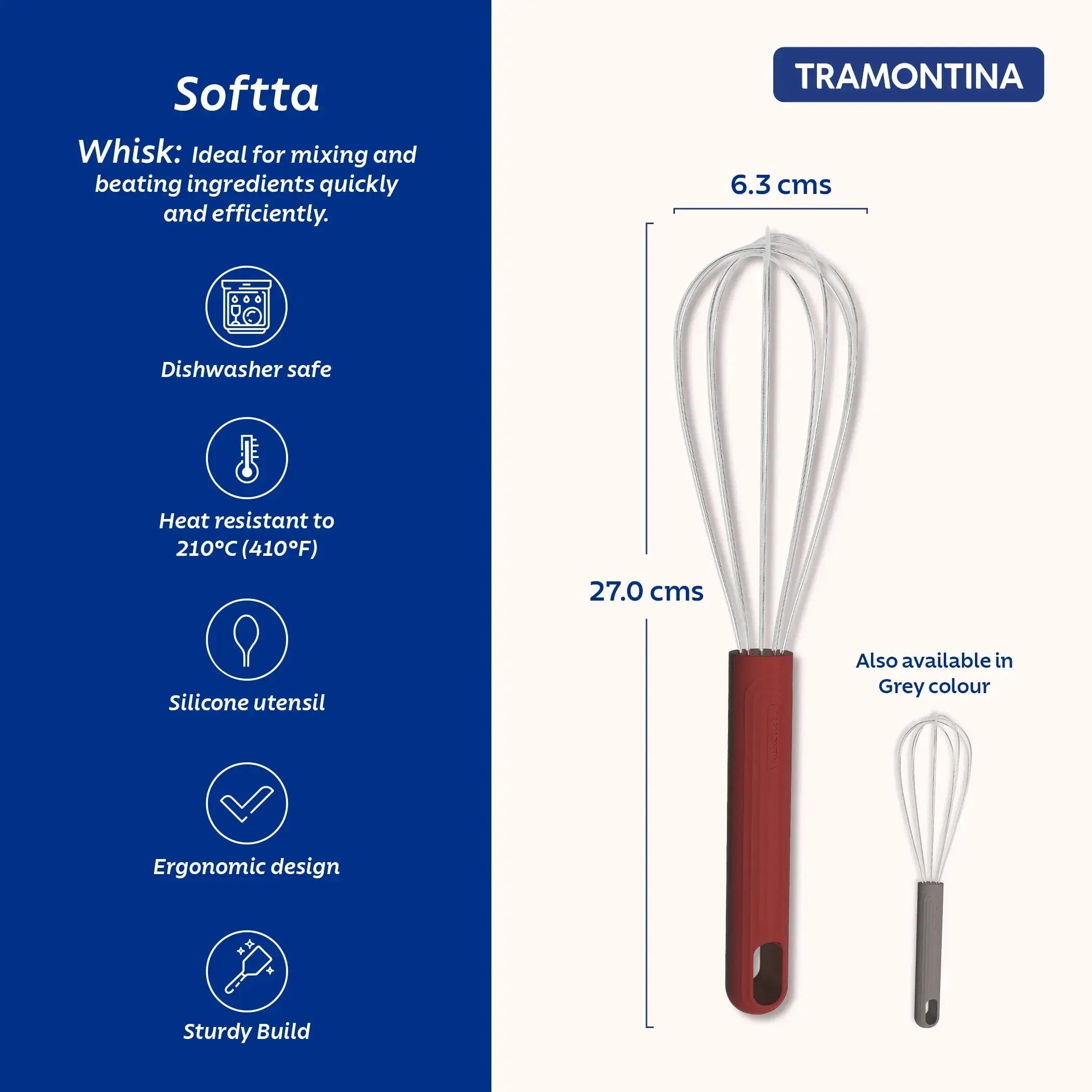 Softta Silicone Whisk - Red Tramontina