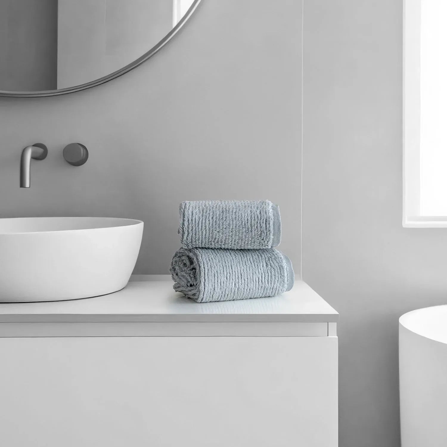 Earth Cotton 2 Pcs Hand Towels - 100% Cotton Towels  Color : Silver