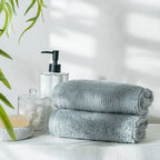 Earth Cotton 2 Pcs Hand Towels - 100% Cotton Towels  Color : Silver
