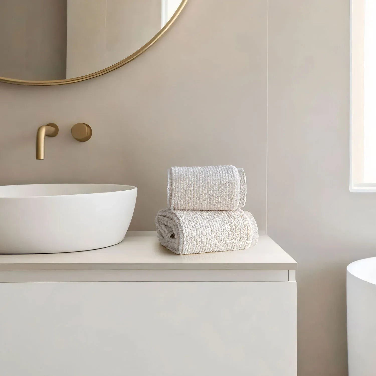 Earth Cotton 2 Pcs Hand Towels - 100% Cotton Towels  Color : Butter