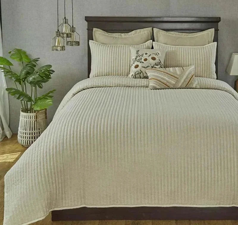 Anna Simona - Oasis 7 Pcs Linen Duvet Ensemble Set (Cream / Ivory)