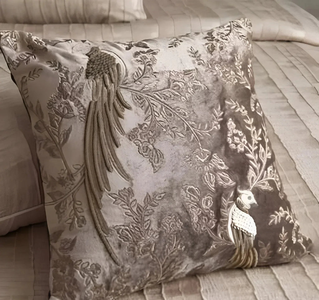 Anna Simona - Emirate 7 Pcs Brown Viscose Velvet Duvet Ensemble Set (Stone)