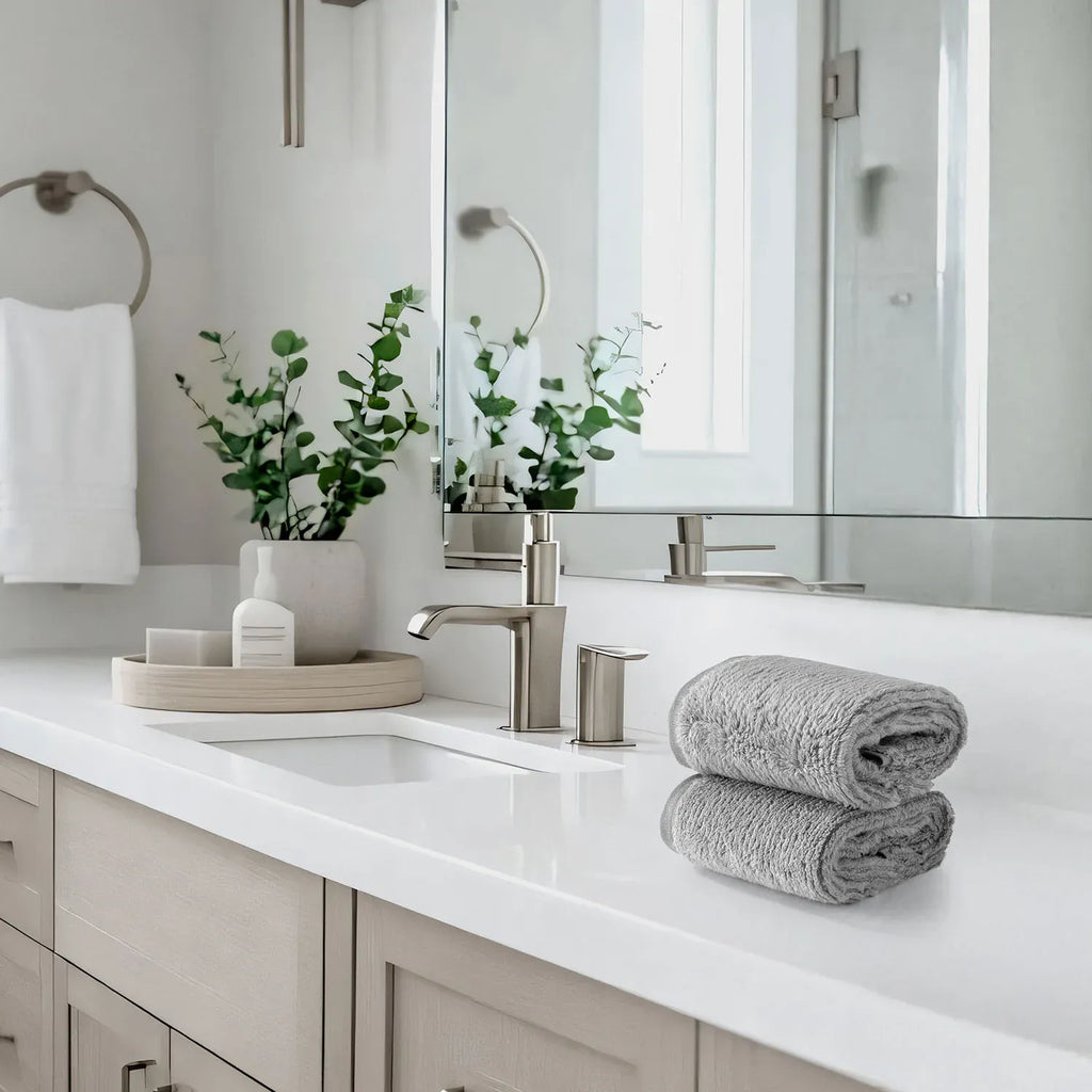Earth Cotton 2 Pcs Hand Towels - 100% Cotton Towels  Color : Stone