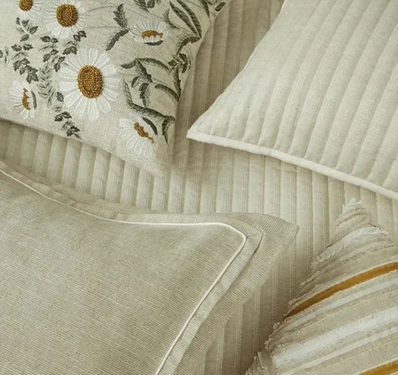 Anna Simona - Oasis 7 Pcs Linen Duvet Ensemble Set (Cream / Ivory)