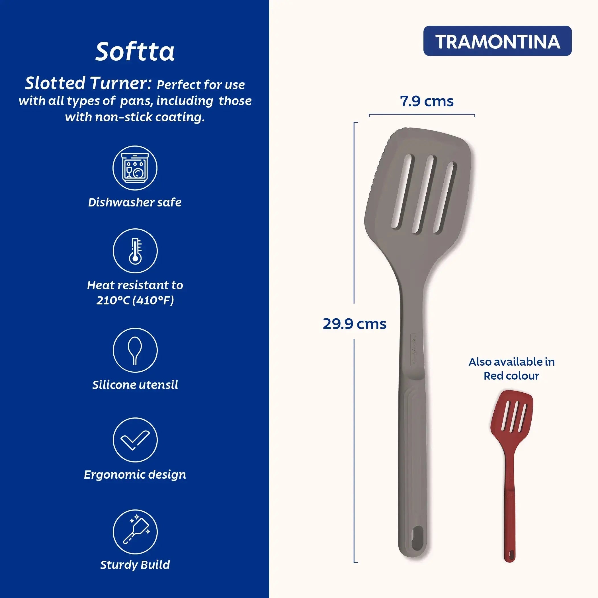Softta Silicone Hollow Spatula - Grey Tramontina