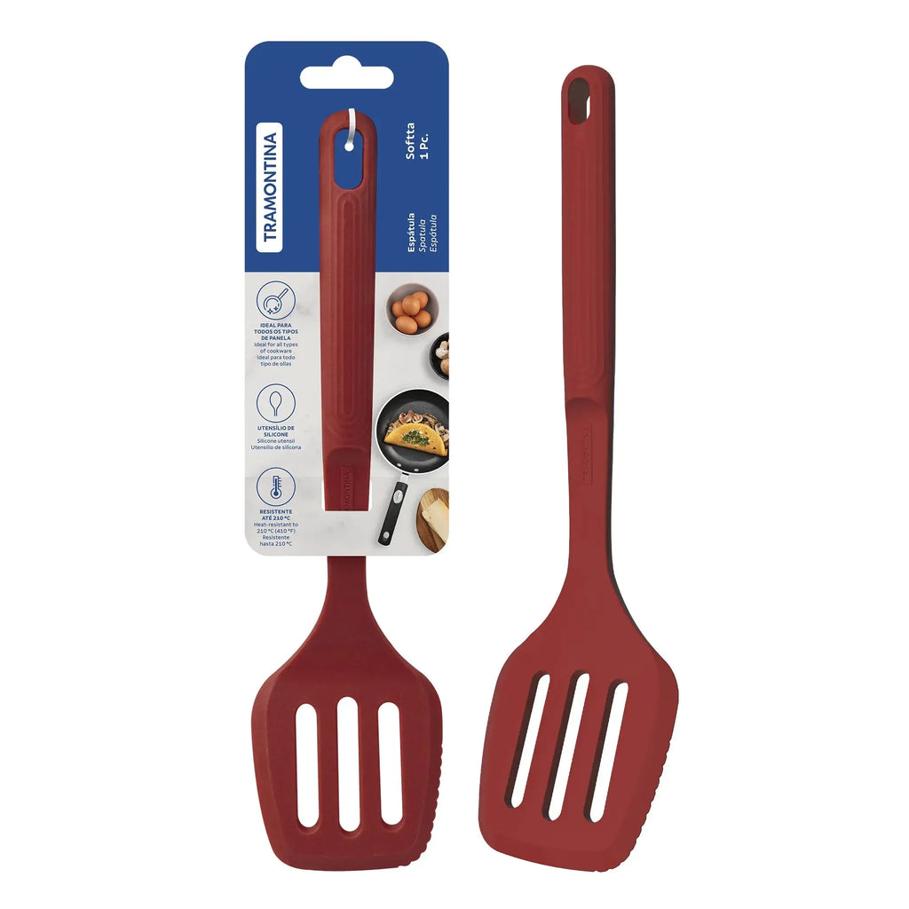 Softta Silicone Slotted Turner - Red Tramontina