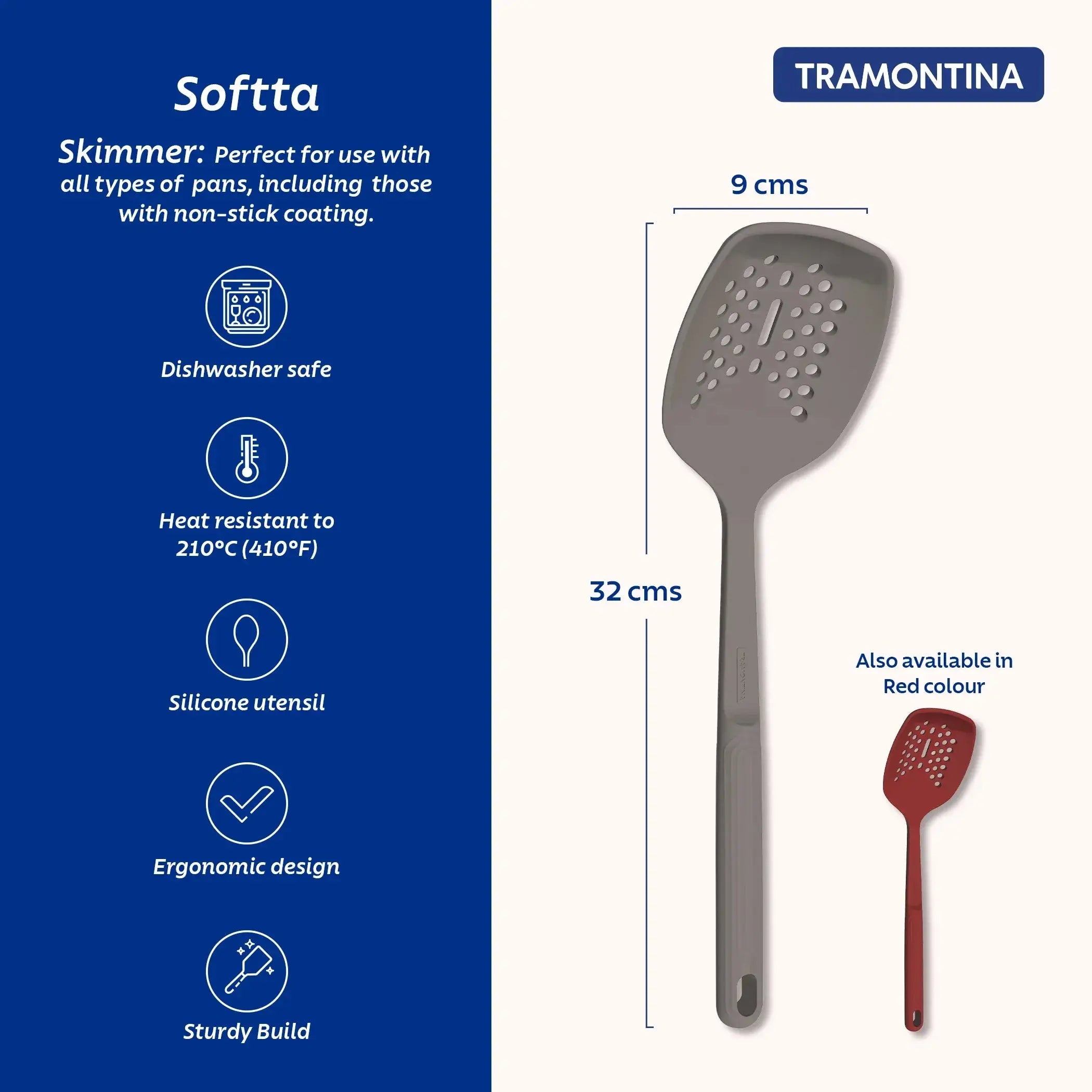 Softta Silicone Skimmer - Grey Tramontina