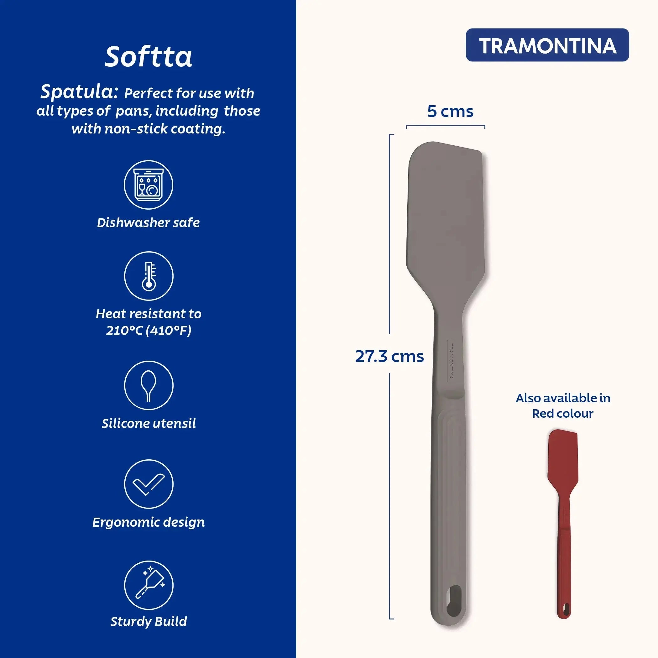 Softta Silicone Spatula - Grey Tramontina