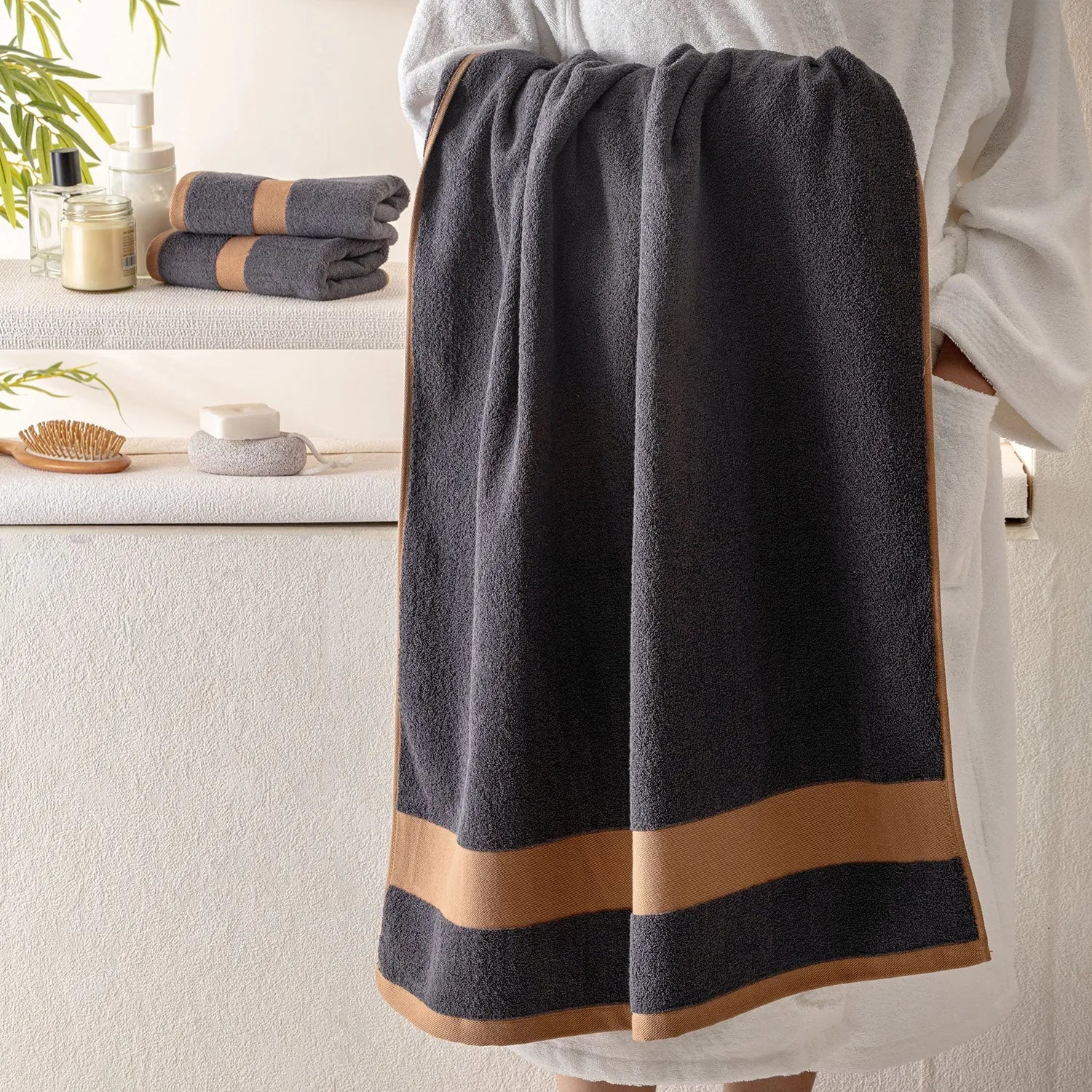 100% Luxury Cotton Bath Towel - Pure Indulgence | Color : Dark Grey 04