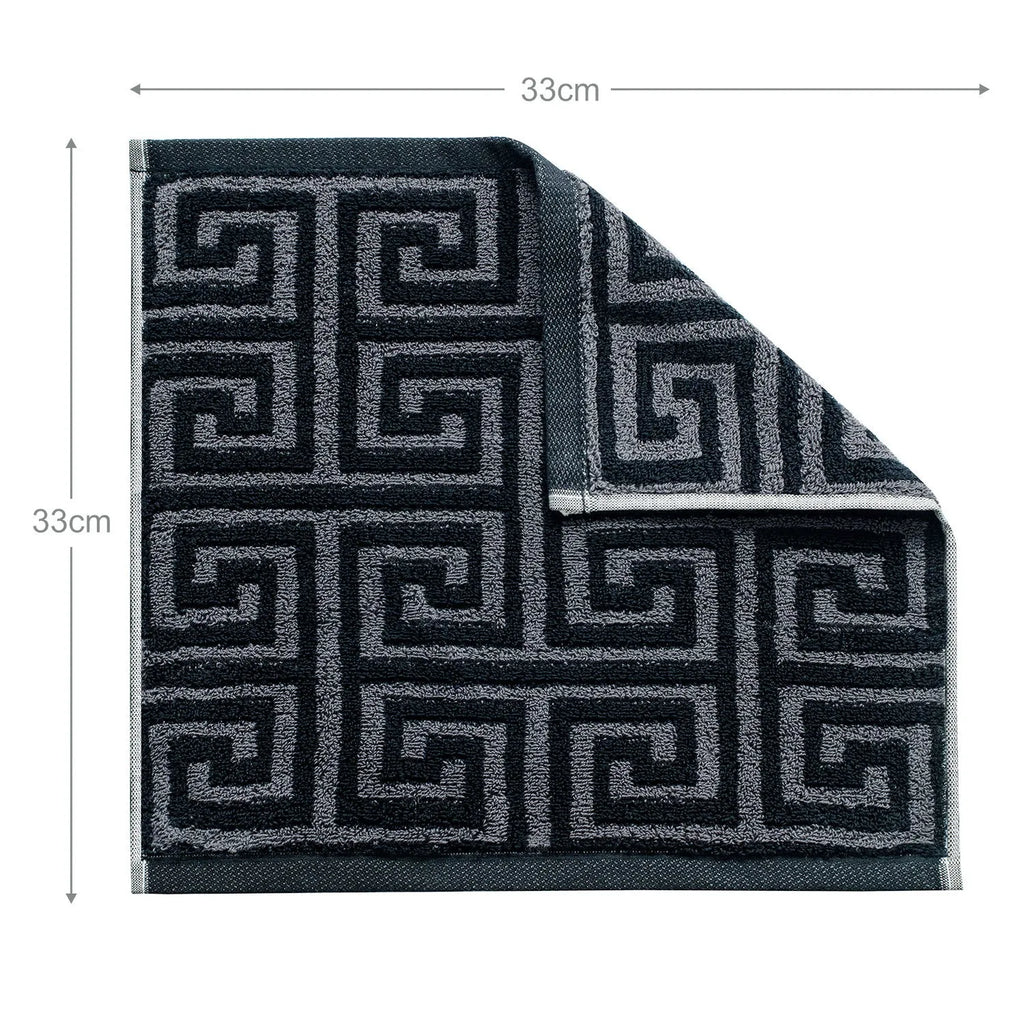 ROMA 2 Pcs Face Towel - All Over | Color : Black