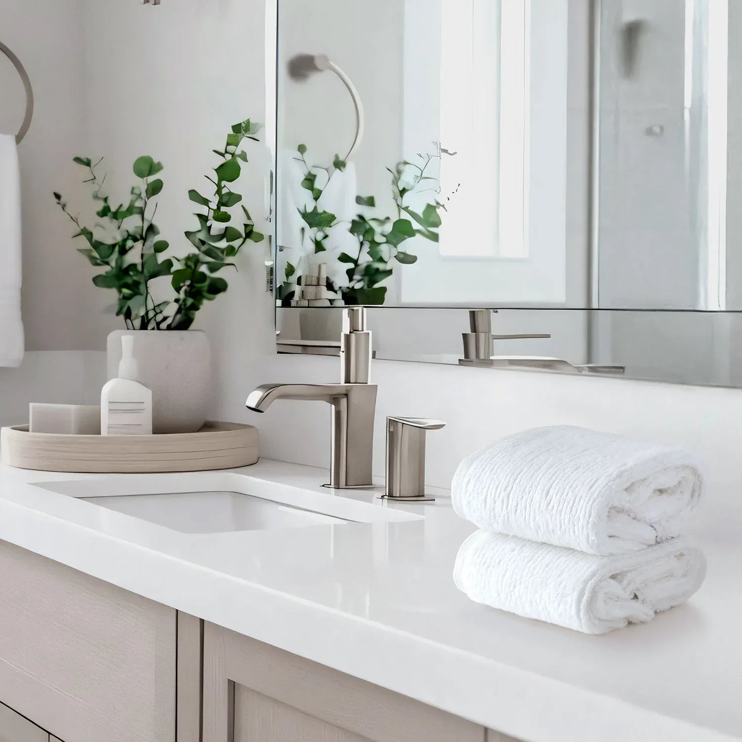 Earth Cotton 2 Pcs Hand Towels - 100% Cotton Towels  Color : Snow White