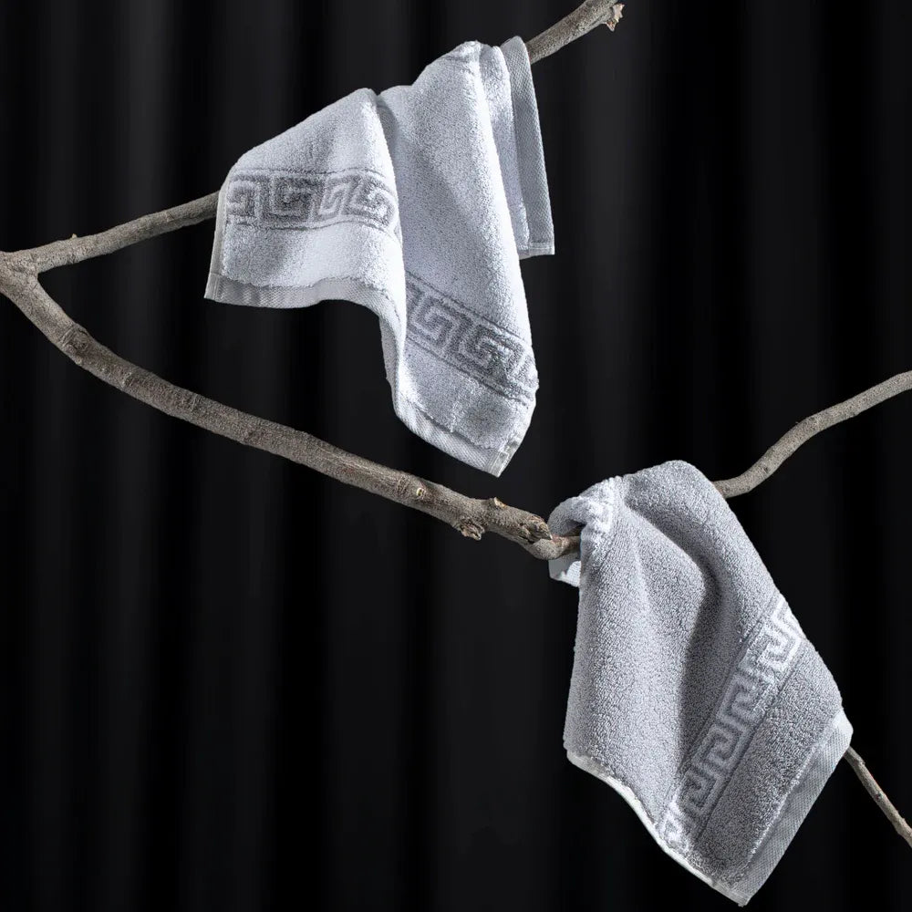 ROMA 2 Pcs Face Towel - Border | Color : Light Grey
