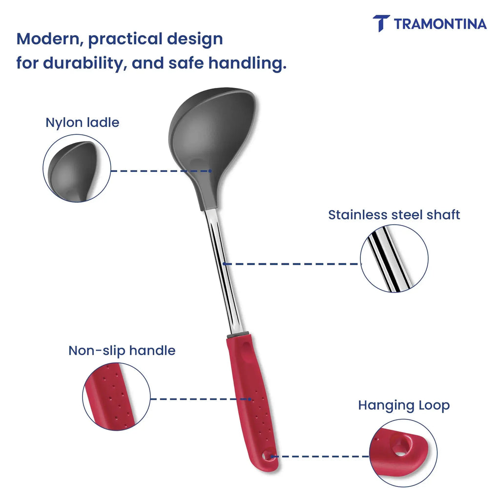 Utilitá Nylon Ladle with Red Polypropylene Handle Tramontina