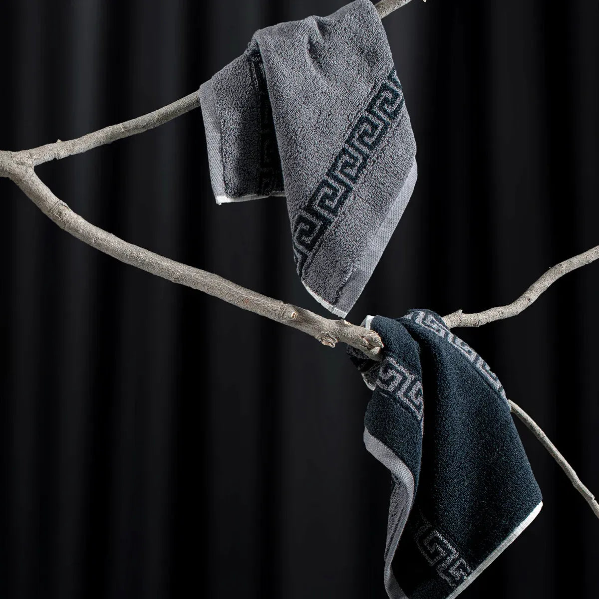 ROMA 2 Pcs Face Towel - Border | Color : Black