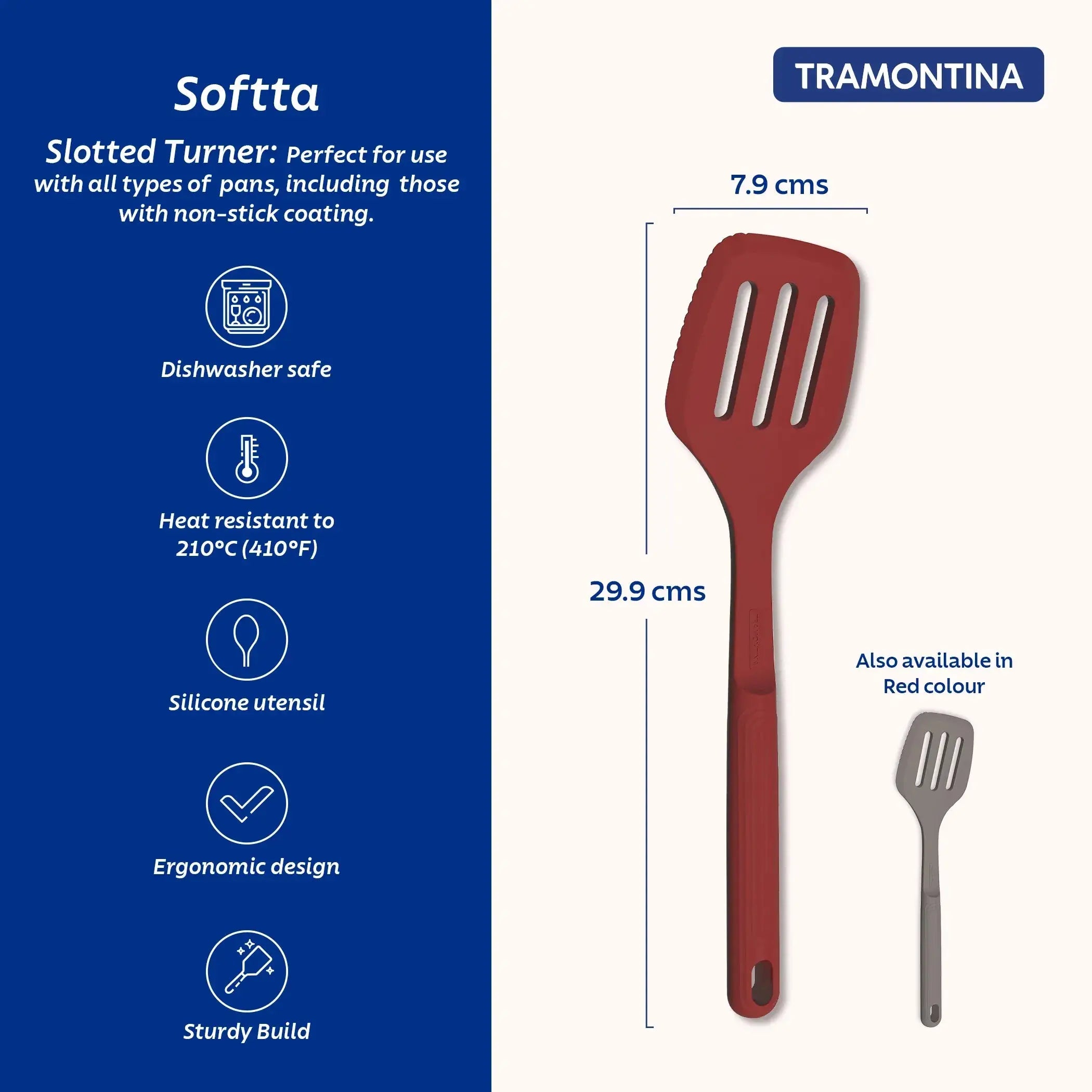 Softta Silicone Slotted Turner - Red Tramontina