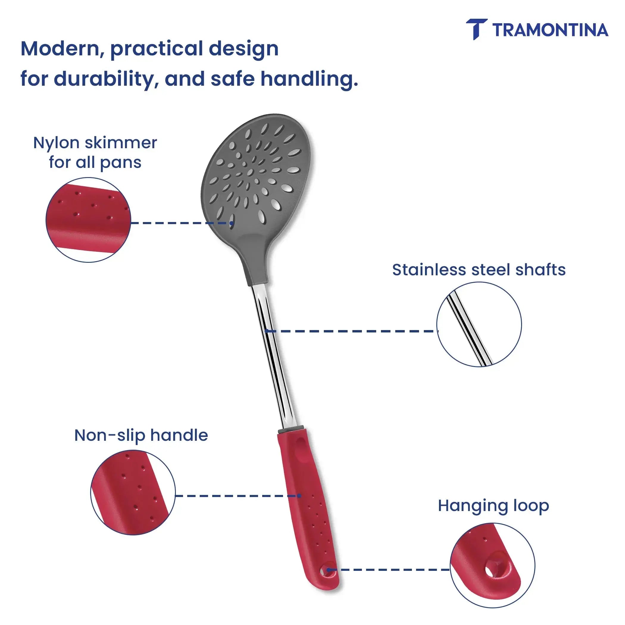 Utilitá Nylon Skimmer with Red Polypropylene Handle Tramontina